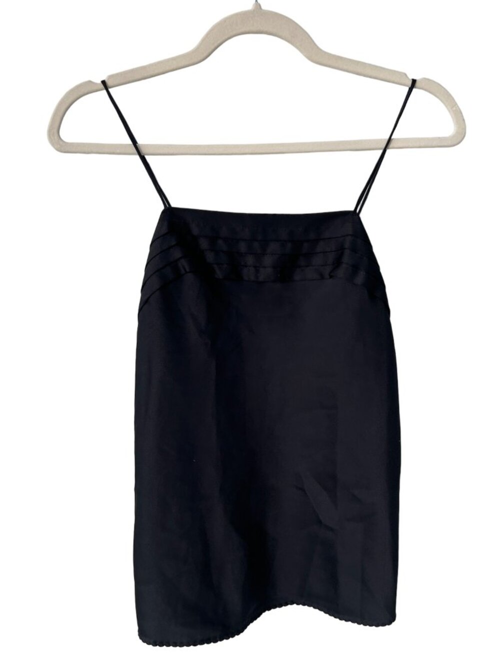 Vintage 80s Deena Pleated Camisole Size 36 Medium Spaghetti Strap Black Pinup